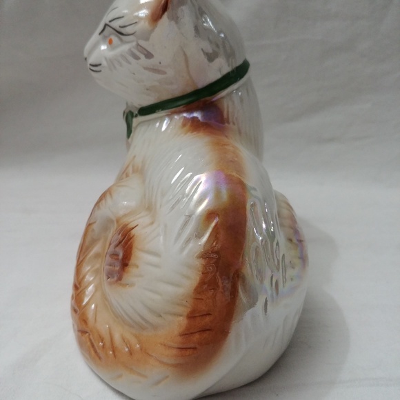 Beautiful Handpainted Ceramic Cat  Iridescent Pearlized Lusterware - Picture 2 of 7